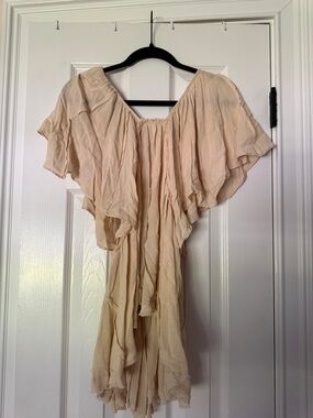 Cream Flowy Boho Peasant Blouse